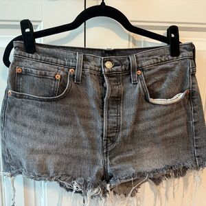 Levi's Charcoal Frayed Jean Shorts